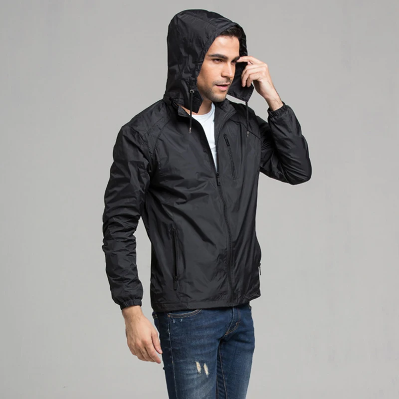 

HEFLASHOR Men Hooded Jacket Sunscreen Windbreaker Fashion Brand Clothing for 2019 Spring Autumn thin coat cazadora hombre