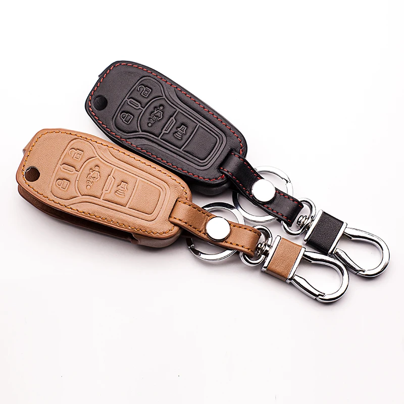

For Ford Focus Explorer 4 buttons protect shell Hot sale Top layer Leather Key Cover Case Remote Control Car wallet Key cases