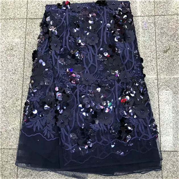 Горячая pani Африка тонкая кружевная ткань высокого качества французский Фиолетовый аппликация 3D бисером тюль кружевная ткань Блестки Дубай королевская одежда