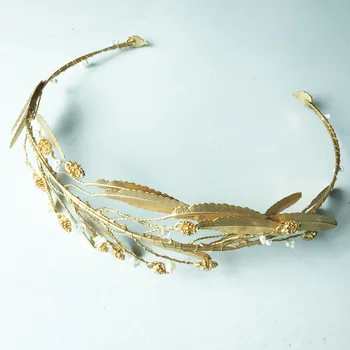 

Gold Wedding Crown Big Queen Bridal Tiaras Leaf Bride Crystal Princess Crown Headband Wedding Hair Accessories Hair Jewelry Gift