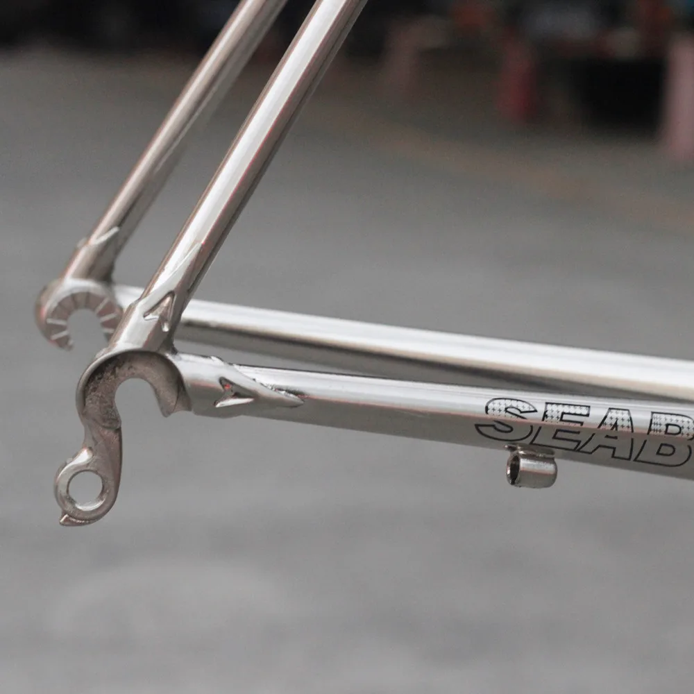 Flash Deal SEABORAD Reynolds 725 Steel Frame Heat Treatment Welding Fork Caliper Brake Road Bike 700C Classic Chrome Frameset Silver 16