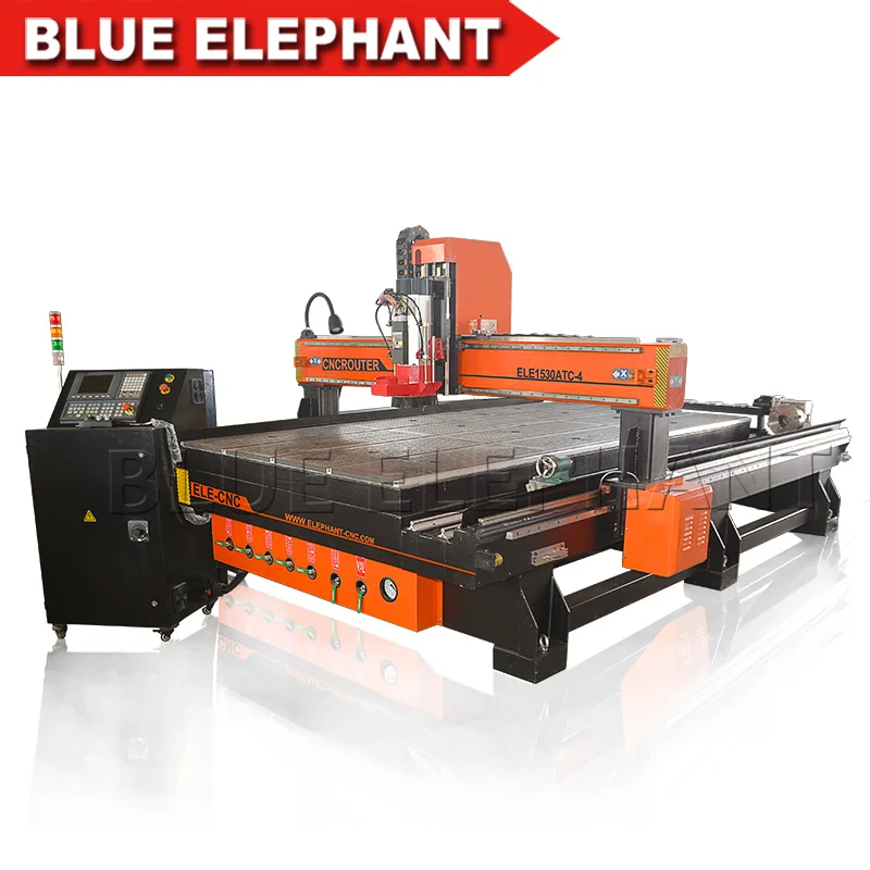 Фрезерный станок с ЧПУ Blue Elephant 1530 atc вращающейся осью для резьбы по дереву 4 осевой