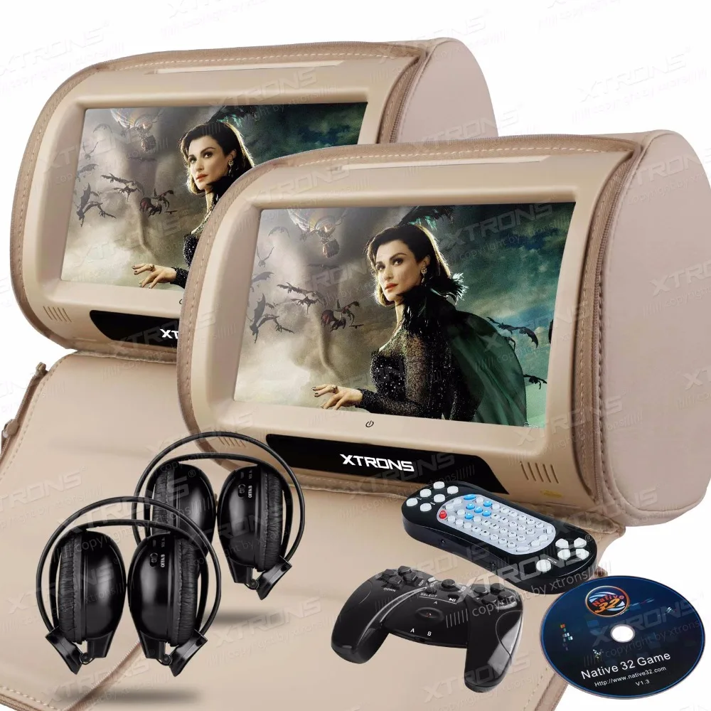 Автомобильные мониторы XTRONS Cream DVD плеер на подголовник 9 "HD 800*480 сенсорный экран
