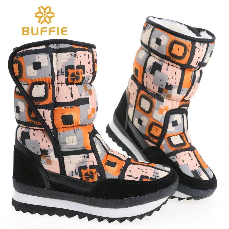 

2019 new design Women boots Buffie brand mid-culf style orange colour walking shoes white fur black outsole good looking grid co