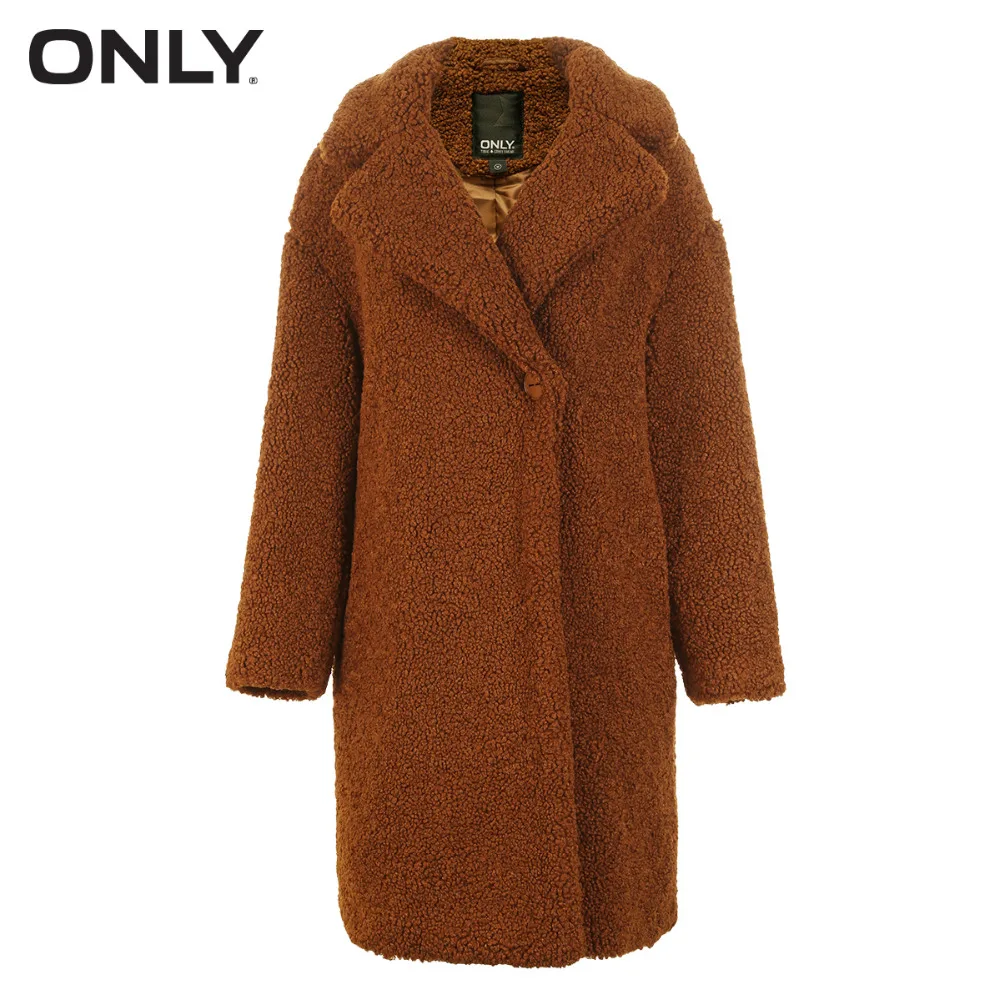 astounding  ONLY womens' winter new lamb cashmere Teddy hair one-button cotton coat jacket Side pockets One-but