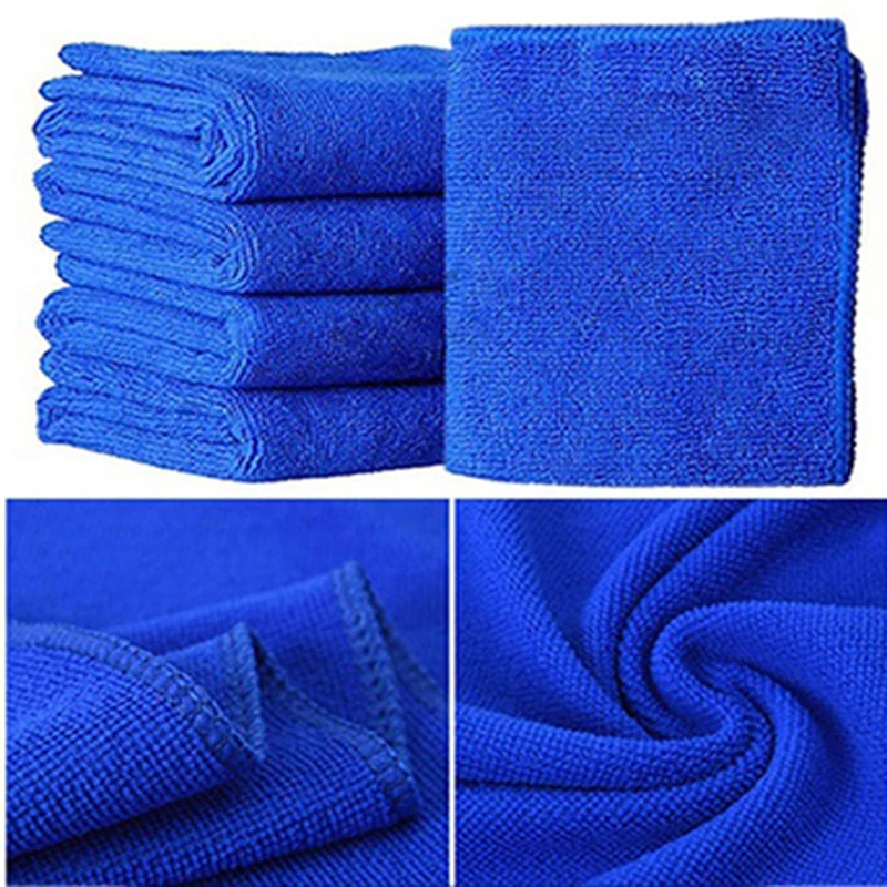 1Set 5/10pcs Soft Microfiber Cloths Wash Towel Duster Home Clean Blue