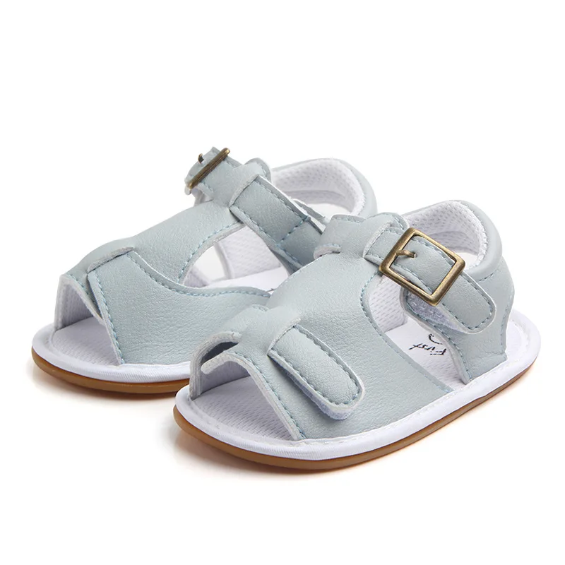 Летняя резиновая подошва для маленьких мальчиков, первые ходунки, Детские прогулочные ботинки, детские белые ботиночки, кожаная обувь для новорожденных мальчиков