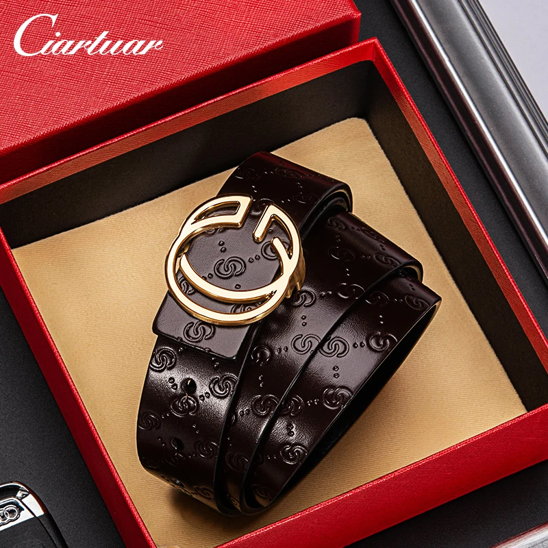 

2019Ciartuar Luxury Style Design Men Belt Womens Fashion Frontier Wild Trend Cowhide Leather Belt Mens GCC Genuine Leather Belts