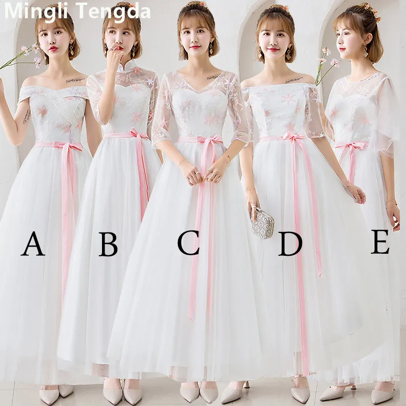 

Mingli Tengda 2018 New Off Shoulder Sleeveless Long Dress for Wedding Party Elegant Simple Lace Sisters Group Bridesmaid Dresses