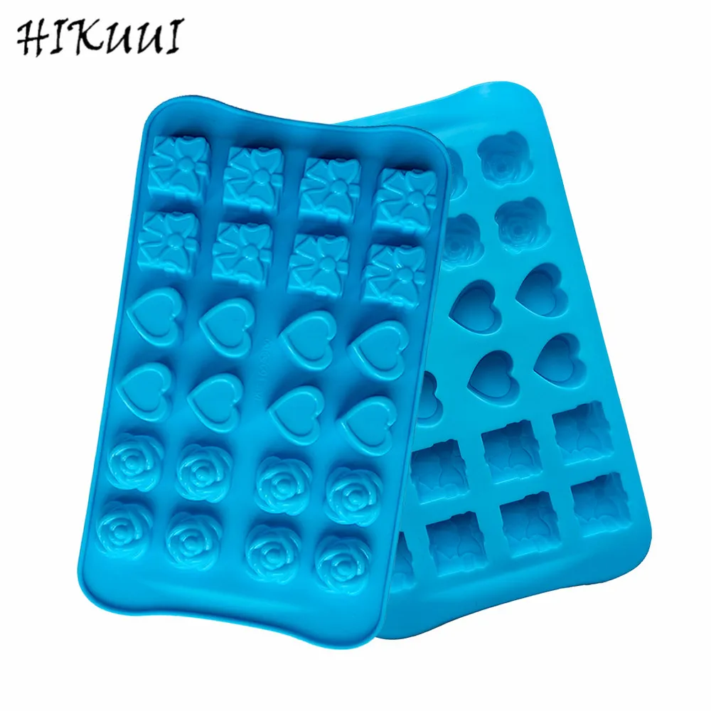 

Kitchen 3D DIY Silicone Chocolate Mold Jelly Candy Pudding Sugar Mould 2 Style More Hole Shape Ice Cube Tray