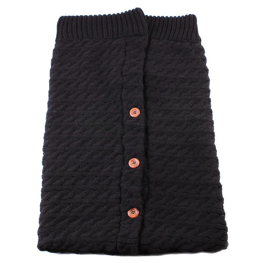 Зимняя одежда для новорожденных; вязаное крючком зимнее теплое одеяло; спальный мешок; коляска; Saco de dormir# T1 - Цвет: Черный