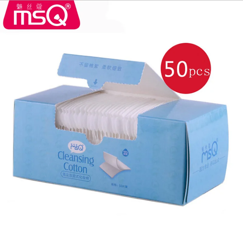 MSQ бренд 100% хлопок колодки салфетки для лица 50 шт./компл. 3 слоя мягкой очистки