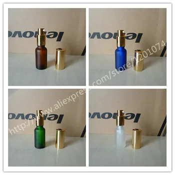 

20ml clear/blue/brown/green frosted Glass lotion Bottle With aluminum shiny gold pump.for lotion. lotion cream container