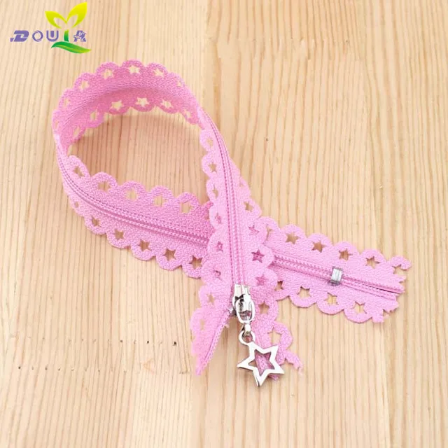 2pcs/lot 25CM stars lace zippers for clothing decorative zipper