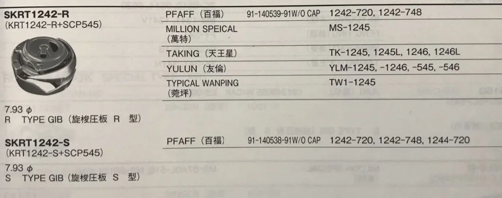 SKRT1242-R поворотный крюк для серии PFAFF 1245, 1242~ 720, 1242~ 748 швейная машина 91-140539-91W/O CAP 130.08.280