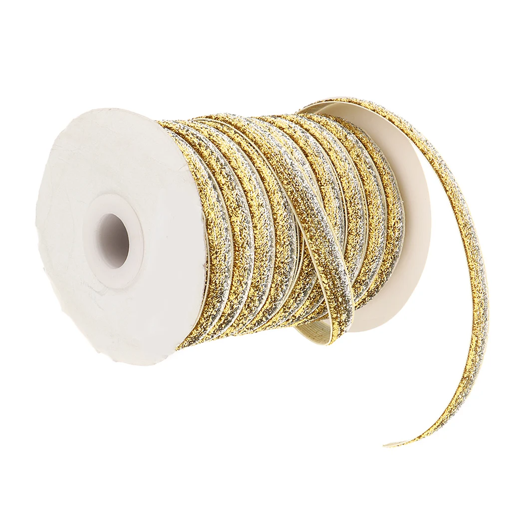 45m/Roll 10mm Metallic Glitter Velvet Ribbon Craft Ribbon Headband Clips Bow Wedding Party Decoration Gift Packaging Materials