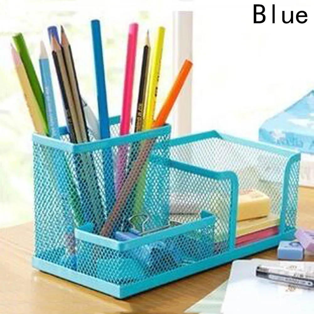1 Pcs Metal Desktop Storage Box Organiser Pen Card Office Stationery