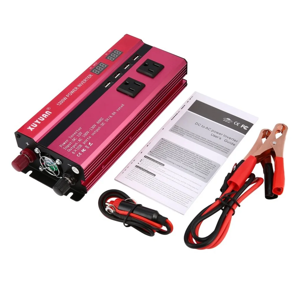 

2018 Innovative Professional 1200W Power Inverter DC 12V to AC 110V with LED Display Fan Cooling Universal Socket Car Converter