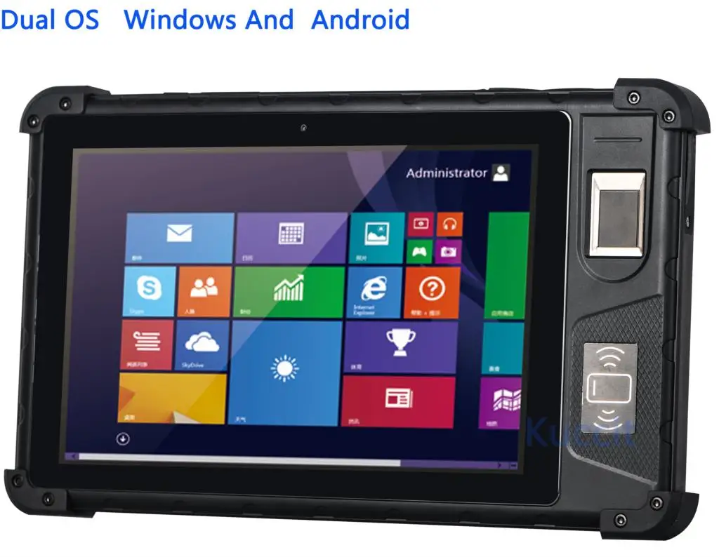 Rugged Tablet PC Dual OS Window 10 Android Fingerprint Reader Scanner