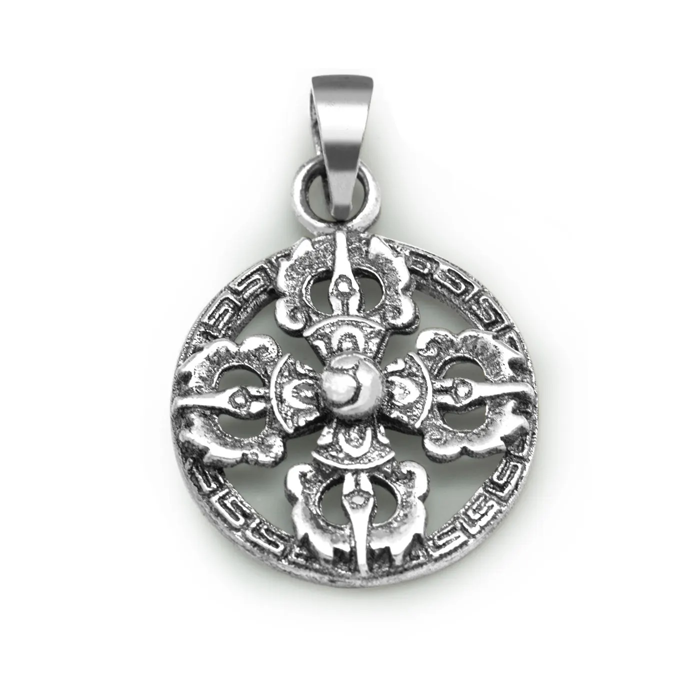 Винтаж круглый Ваджра крест 925 пробы серебряный кулон