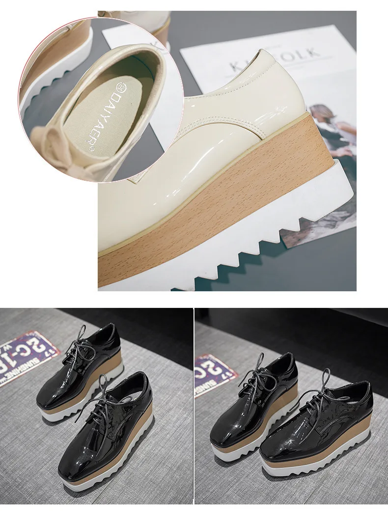 LTARTA/обувь на толстой платформе женские зимние тонкие туфли из лакированной кожи с квадратным носком HZB-763-8 на высоком каблуке