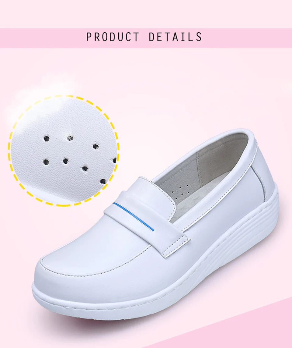 Всесезонная Женская Белая обувь для медсестры женская мягкая удобная повседневная обувь на платформе с воздушной подушкой из натуральной кожи на нескользящей подошве