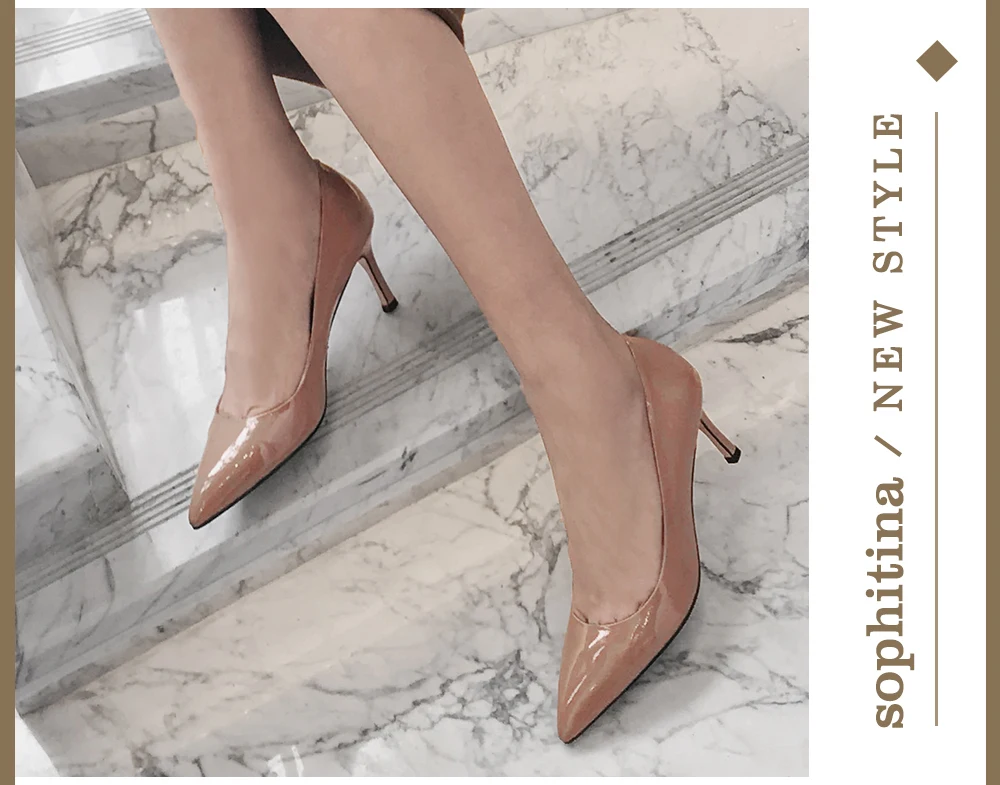 SOPHITINA/пикантные женские туфли-лодочки с острым носком; повседневные дизайнерские осенние туфли без застежки на тонком каблуке; женские туфли-лодочки на высоком каблуке; MO222