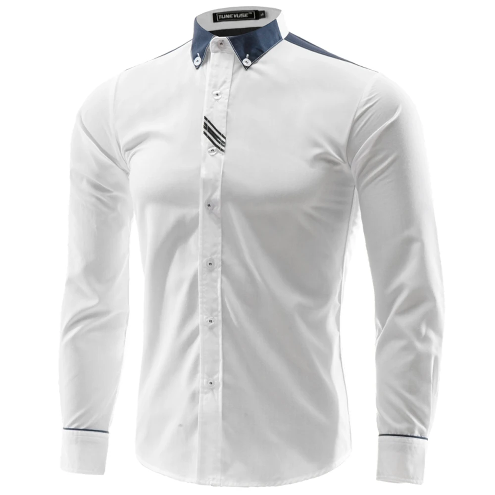 Для мужчин платье рубашка Гавайи Повседневное Camisa Slim Fit социальные masculina Para Hombre Vestir брендовая одежда сорочка Vetement Homme 8098