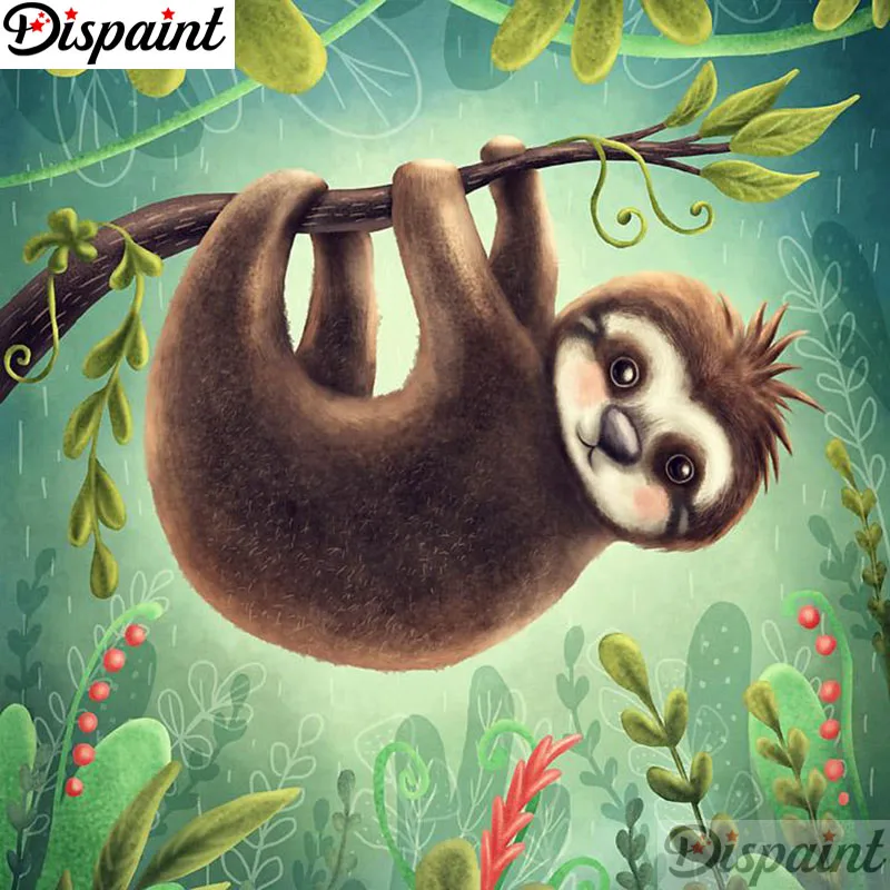 

Dispaint Full Square/Round Drill 5D DIY Diamond Painting "Animal sloth scenery" 3D Embroidery Cross Stitch 5D Home Decor A21160