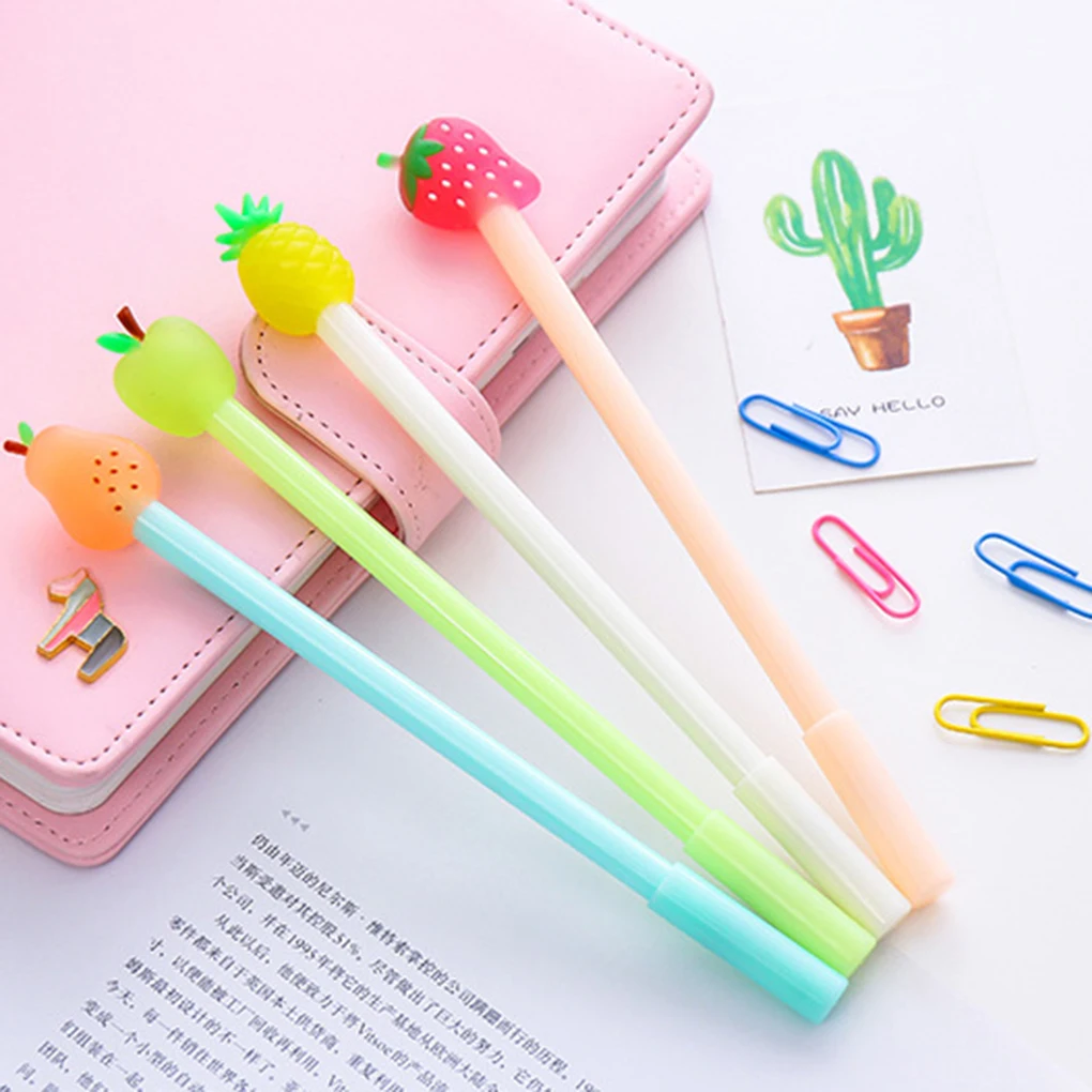 

Cute Dragon Fruit Kiwi Watermelon Lemon Erasable Gel Pen Blue Ink 0.38mm Gel Pen Student Stationery Style Random