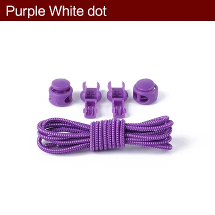 1 пара упругих шнурков без завязок для женщин, мужчин, детей, тренировочных кроссовок для бега, спортивных кроссовок, шнурков - Цвет: Purple White dot