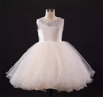 

Elegant Real Pictures Girls Dresses For Weddings Puffy Tulle Children Girls Birthday Dresses Christening Gown Any Size