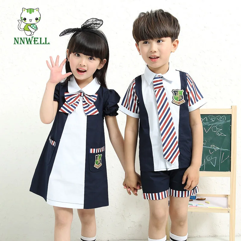summer clothes 2017 boys and girls cotton short sleeved uniforms suit
