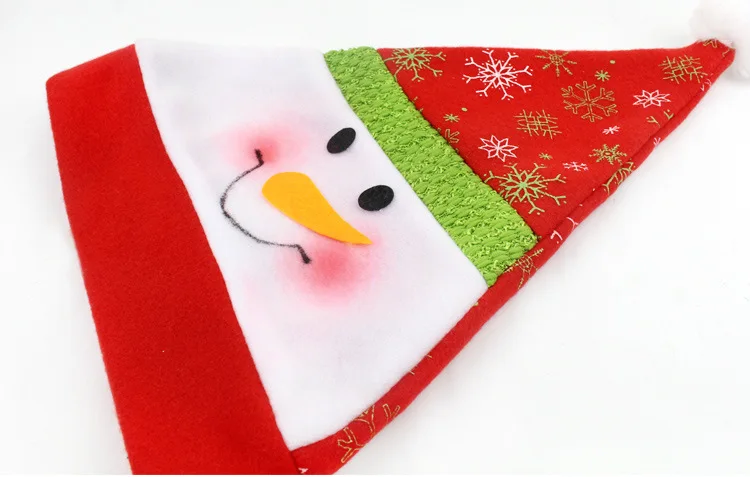 1 шт. рождественские шапки Санта Клауса снеговика лося медведя Красные шапки для взрослых и детей новогодние подарки набор для домашней вечеринки - Цвет: Snowman