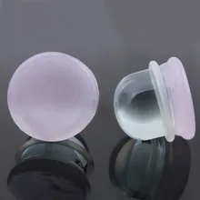 Пара штепсельной вилки розовый стеклянный камень уха Калибр беруши расширитель Носилки плоти тоннель ювелирные изделия пирсинг