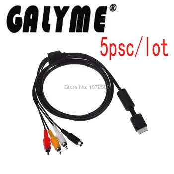 

5pcs/lot Hot Sale Audio Video AV Cable Cord Wire With 3 RCA TV Lead For Sony For Playstation Portable Black For PS1 PS2 For PS3