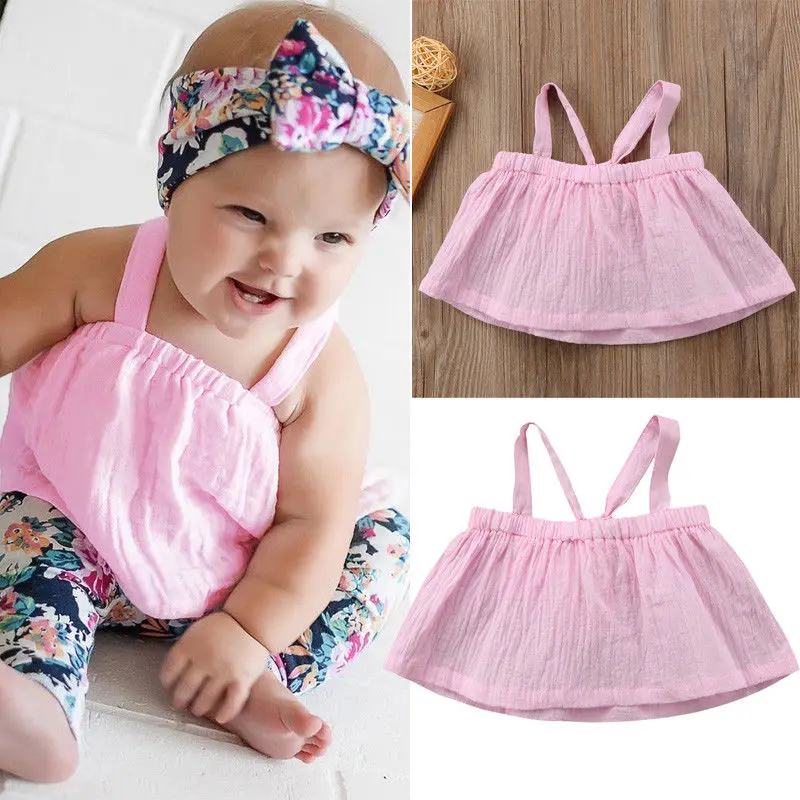 2018 Cute Infant Girl Summer Tops Toddler Newborn Baby Girls Sleeveless