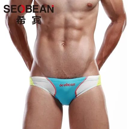 

Free shipping!hot selling Brand SEOBEAN Men's quick-dry swim trunks swimwear male low-rise color matching swimsuits beach shorts