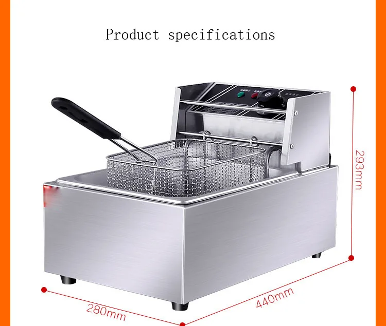 

Home Use 6L Electric Deep Fryer Stainless steel Manual Control Chicken Frying machine