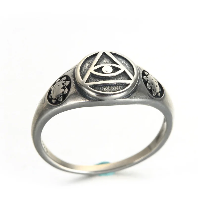 

100%925 Silver Jewelry Gothic Eye Ring Vintage Totem Fine Ring Free Shipping