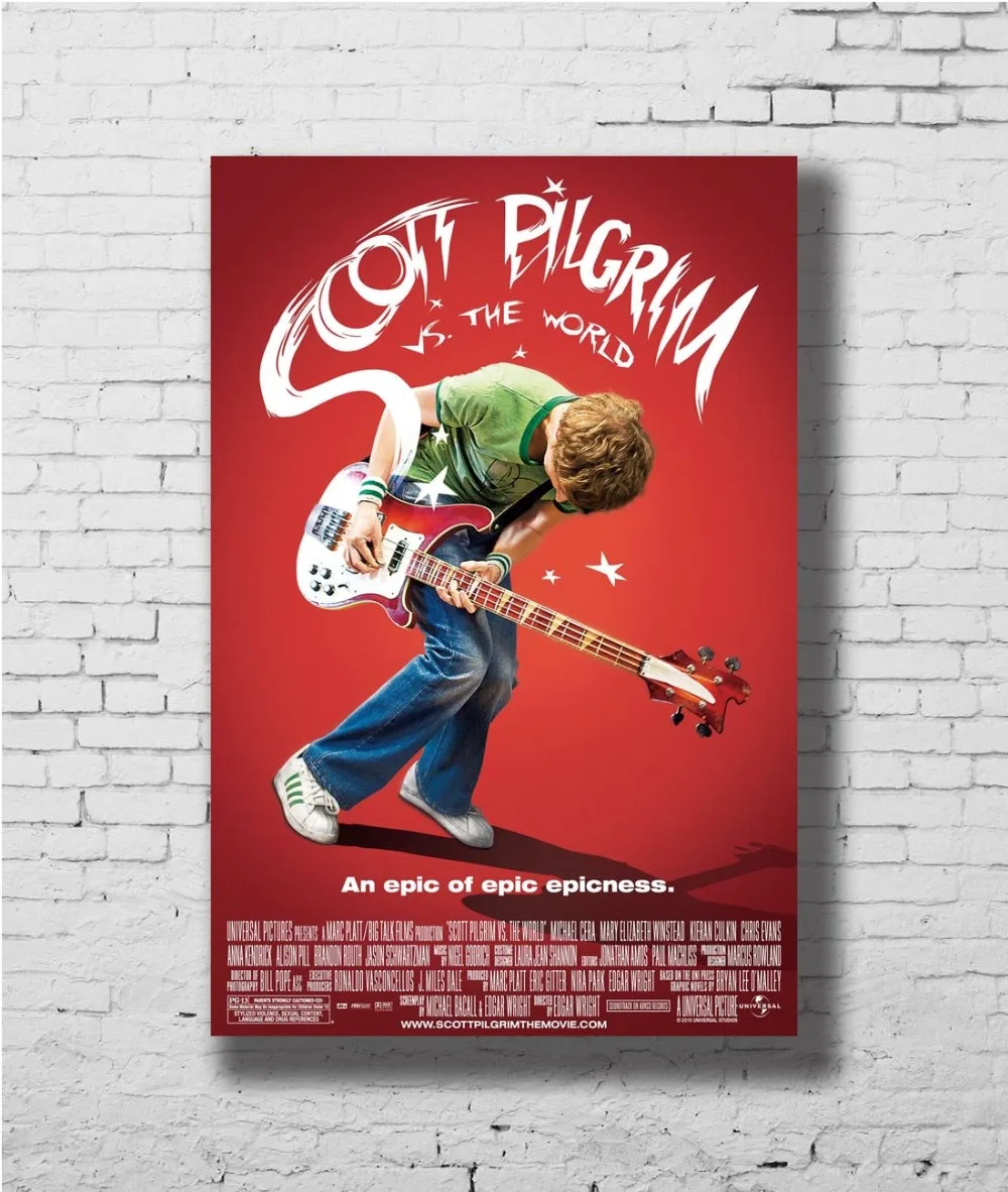 

SCOTT PILGRIM VS THE WORLD MOVIE 2 Sided ORIGINAL FINAL ROLLED Wall Sticker Home Decoration Silk Art Poster