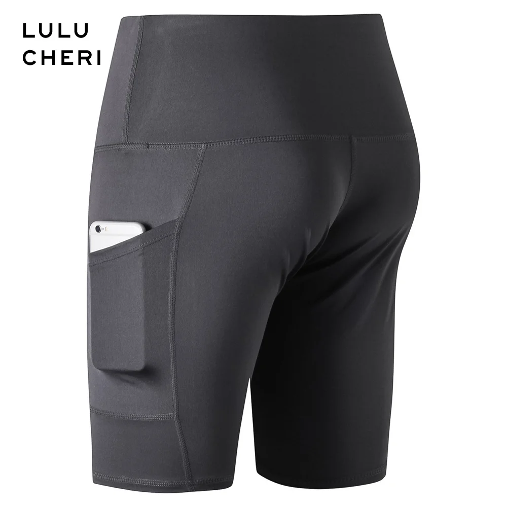 

2019 Summer Women Sexy Biker Shorts Pocket Patched Solid Skinny Cycling Shorts Active Wear Workout Exercise Elastic Slim Shorts