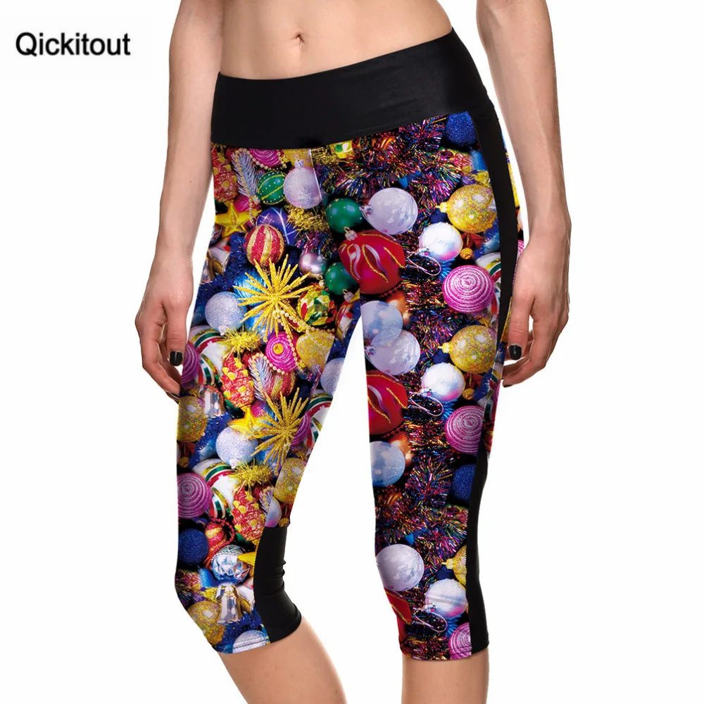 

Qickitout Capri Pants Women's 7 Point Pants Women's Sweet Candy Shambhala Ball Digital Print High Waist Side Pocket Phone Pants
