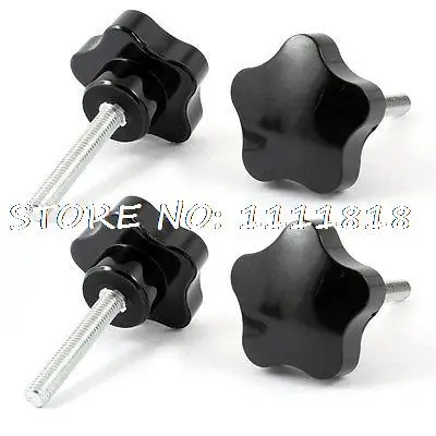 

M8 x 50mm Male Thread 45mm Star Head Clamping Knob Black 4pcs