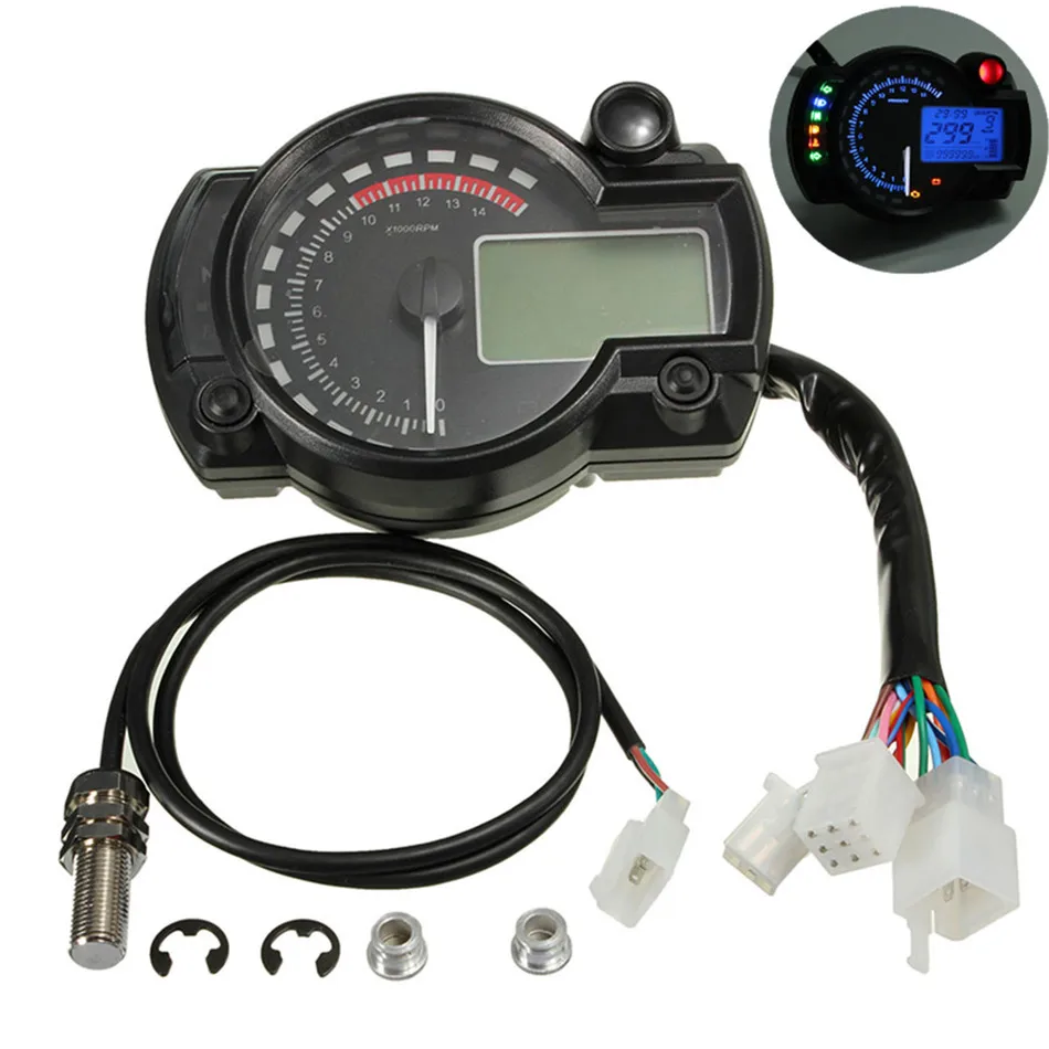 Iztoss Universal Blue Motorcycle Motorbike Lcd Digital
