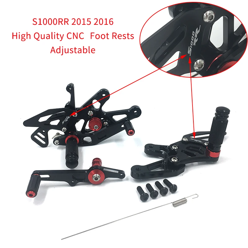 MTCLUB For BMW S1000RR S 1000 RR 2015 2016 S1000RR High Quality CNC Adjustable Foot Rests Rearsets Rear Sets Foot Pegs Black (5)