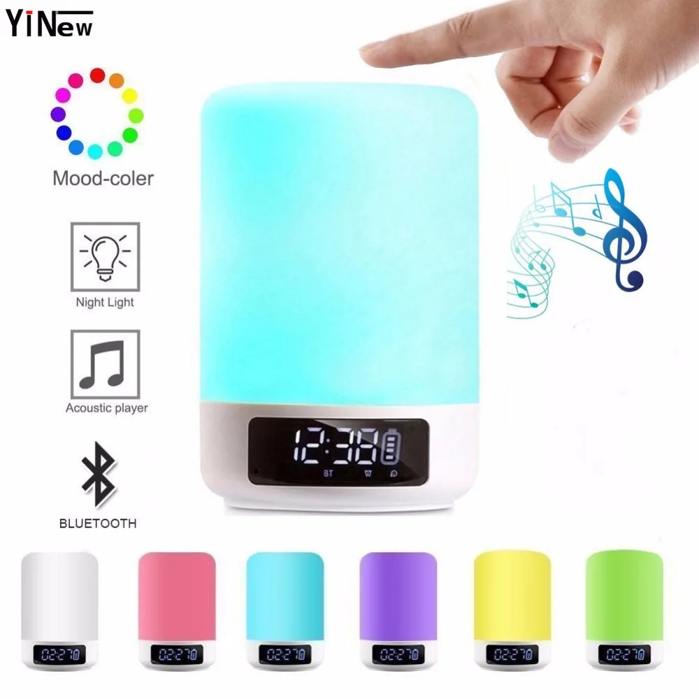 

Portable Wireless Bluetooth Speaker smart LED Light Changeable Color Lamp caixa de som Music Player Alarm Clock bedside speaker