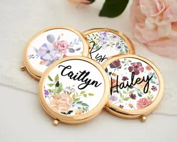 

Personalized Mirror Alphabet Initials Compact monogram Pocket Mirrors, Floral Mirror Monogram, Mirror Favor, Bridesmaid Gift