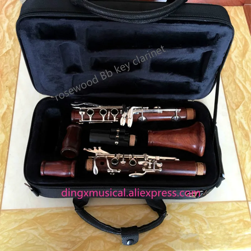 High-grade-rosewood-Bb-key-clarinet-silver-plated-keys-17-keys
