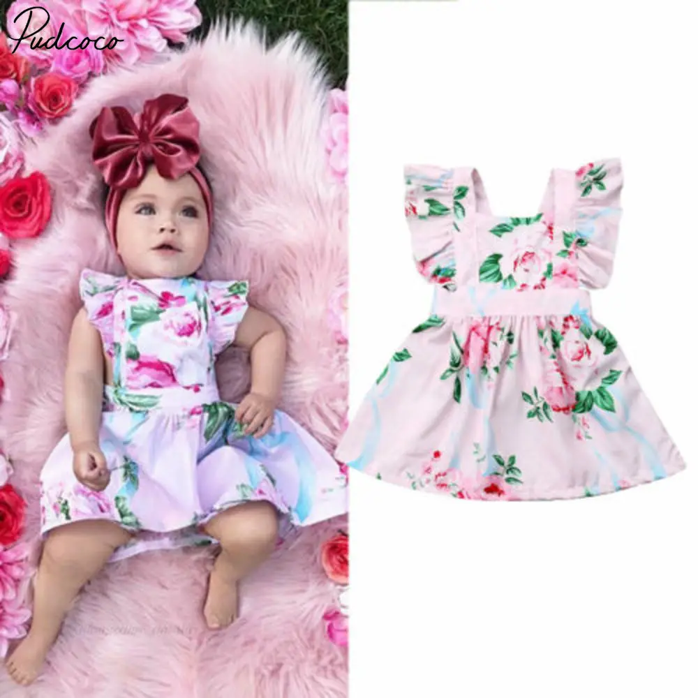 

Infant Baby Girls Floral Flying Sleeve Dress Outfit Sunsuit Clothes Set Flying Sleeve Dress Outfit Summer Clothes Top